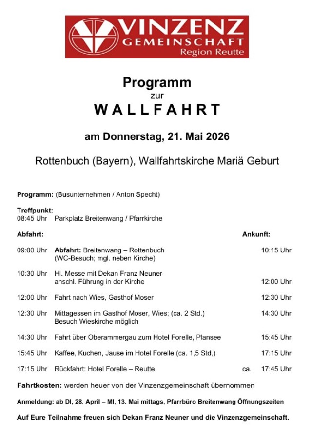 Vinzenzgemeinschaft Region Reutte lädt herzlich...
