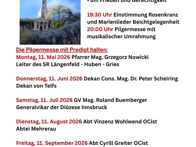 Herzliche Einladung zu den Nachtwallfahrten