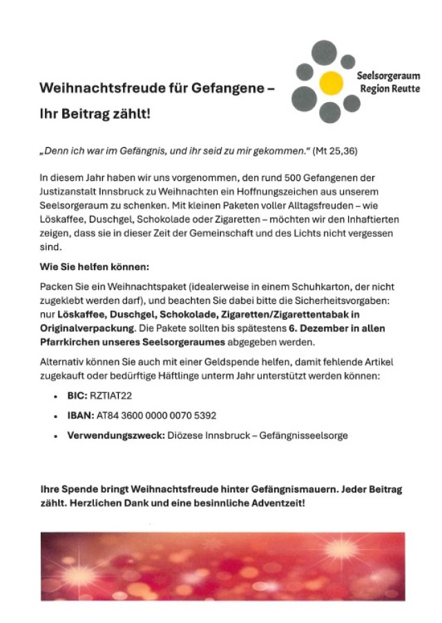 Weihnachtsfreude für Gefangene