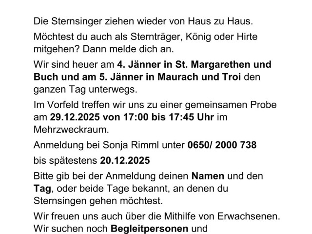 Wir suchen Sternsinger