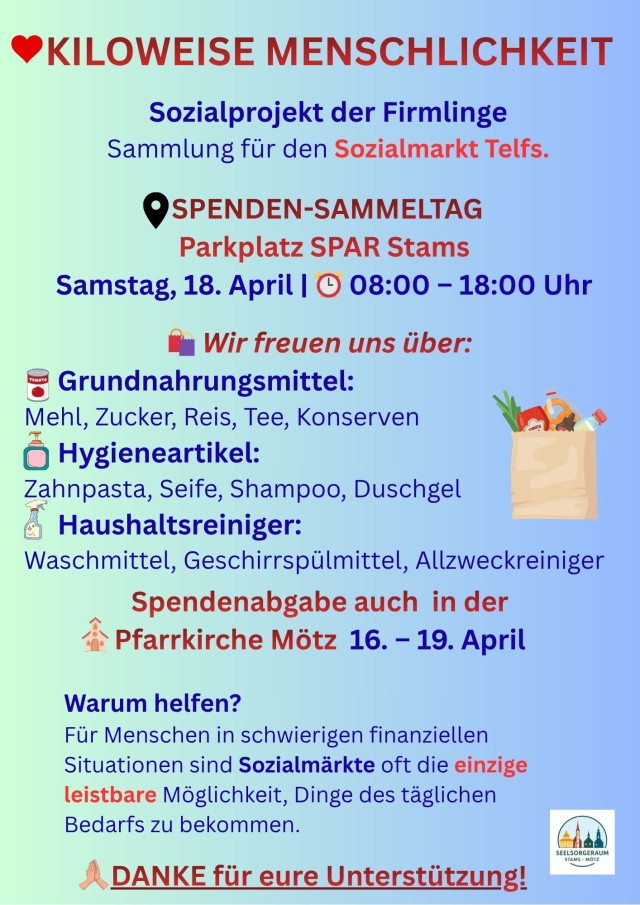 Kiloweise Menschlichkeit – Sozialprojekt der Firmlinge