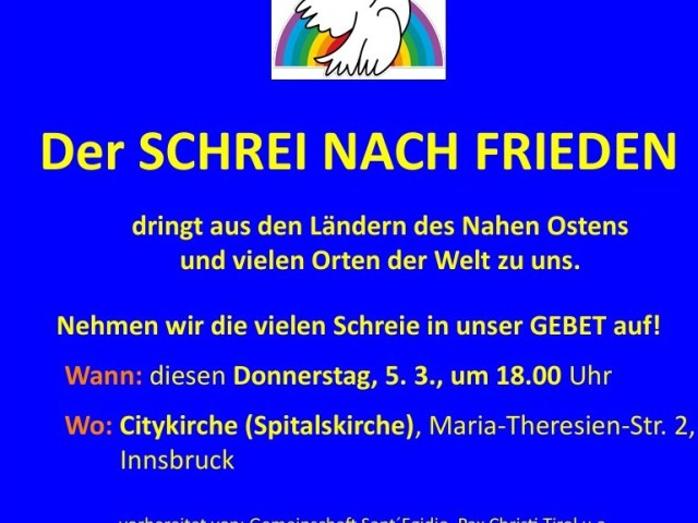 Friedensgebet in der Innsbrucker Spitalskirche