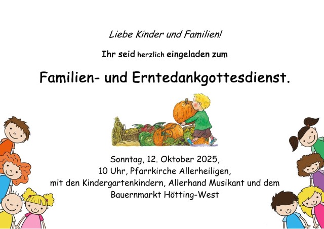 Familiengottesdienst zum Erntedank am 12.10. um 10:00