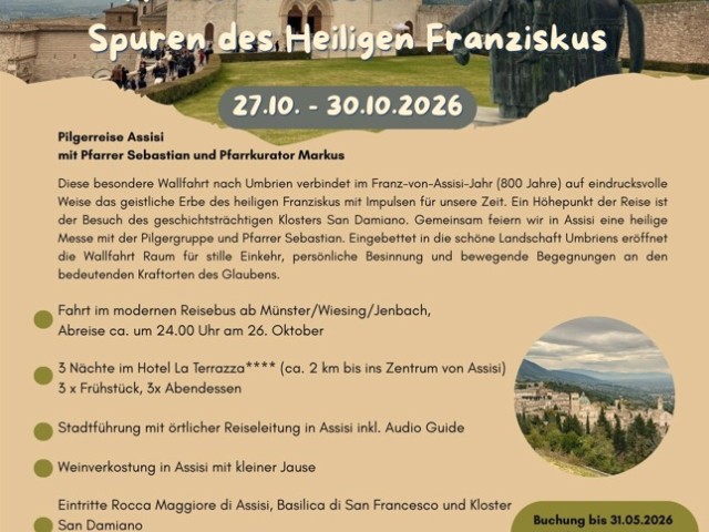 27.10. - 30.10. Fahrt nach Assisi mit Pfarrprovisor Sebastian und Pfarrkurator Markus