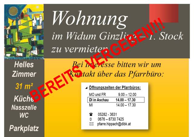 Wohnung im Widum Ginzling NICHT MEHR ZU HABEN